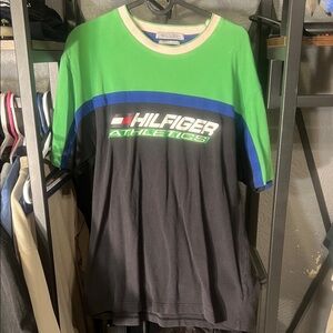 Tommy Hilfiger Athletics Green, Blue, and Black Short Sleeve Tee